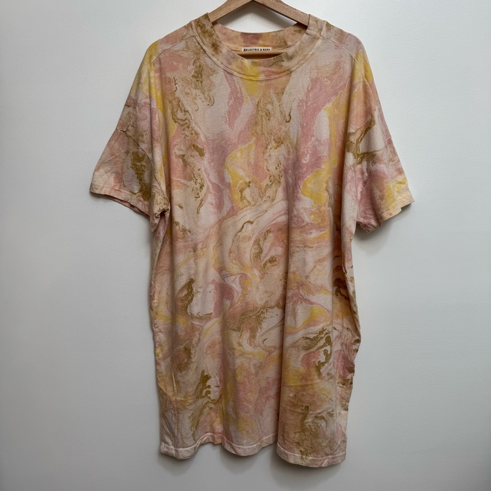 Electric & Rose Anthropologie Billy Gravity Tie Dye T-Shirt Dress Large - Picture 2 of 13